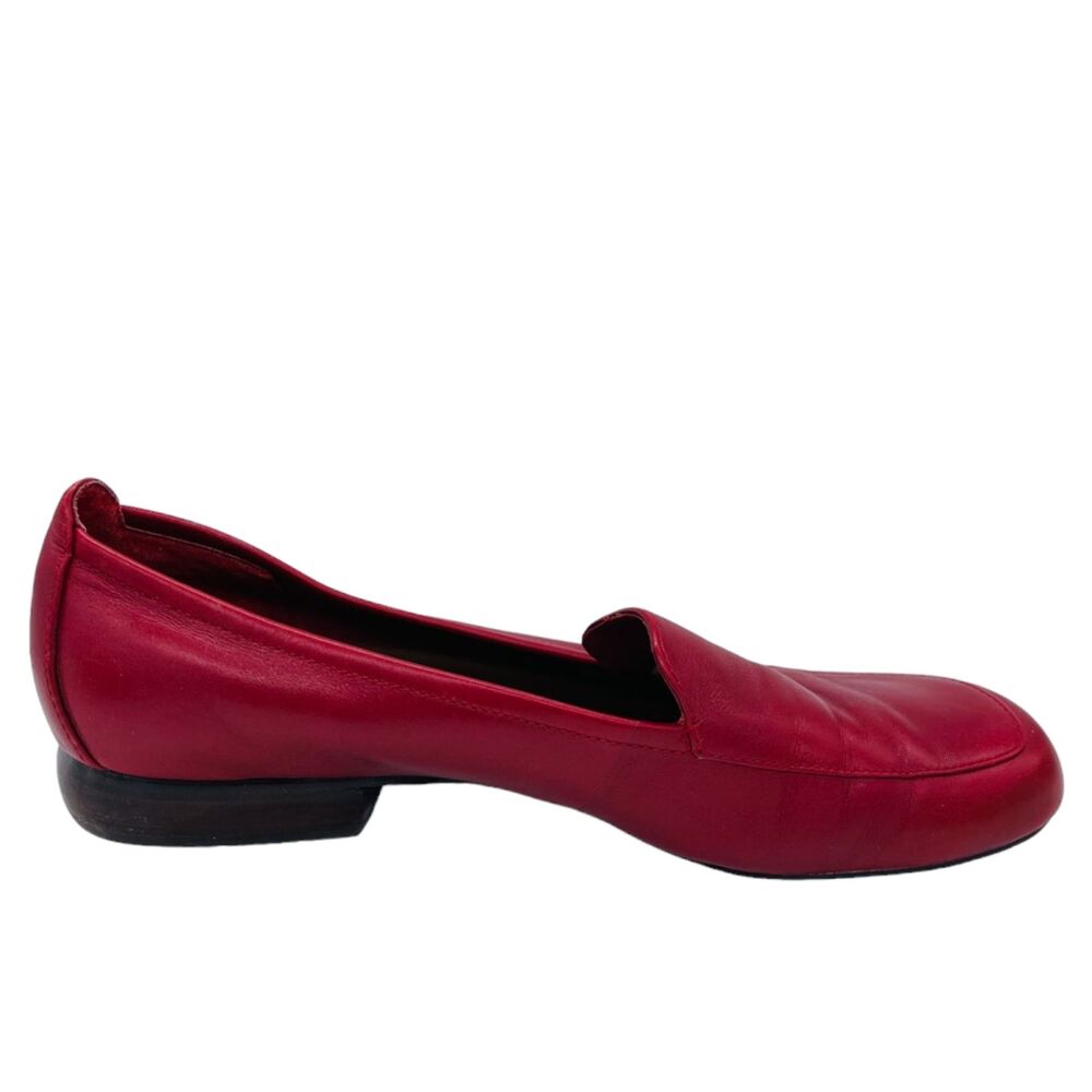 Anne Klein Red Flats Leather Square Toe Block Heel Comfort Loafter Sz 8.5 - Picture 7 of 13